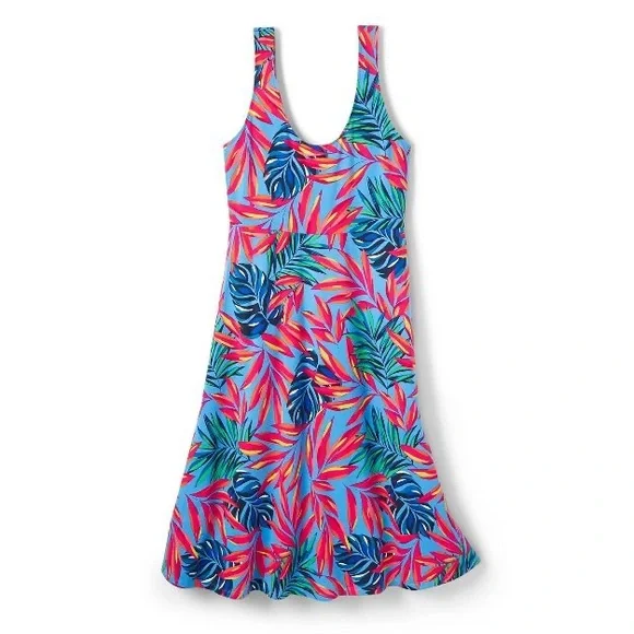 🌺 NWT! Tropical Print Sleeveless Dress - Tabitha Brown for Target Blue/Pink - Picture 4 of 8